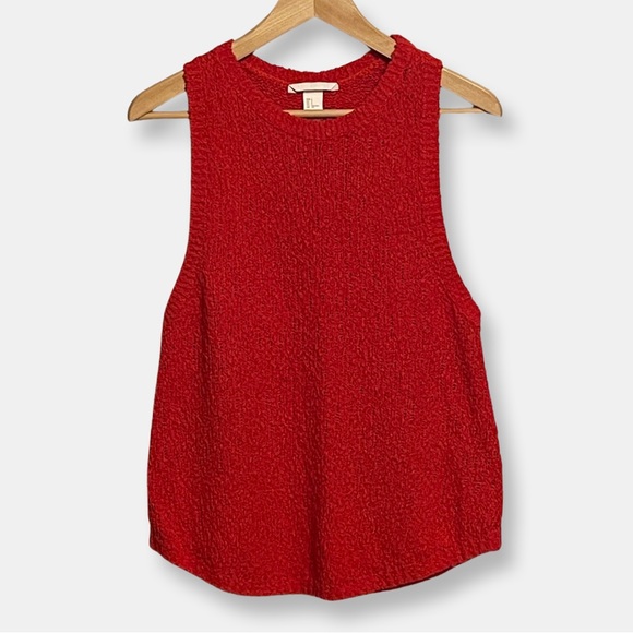 H&M Oversized Red Sweater Knit, Racer Back Tank, Size Small - Picture 3 of 6
